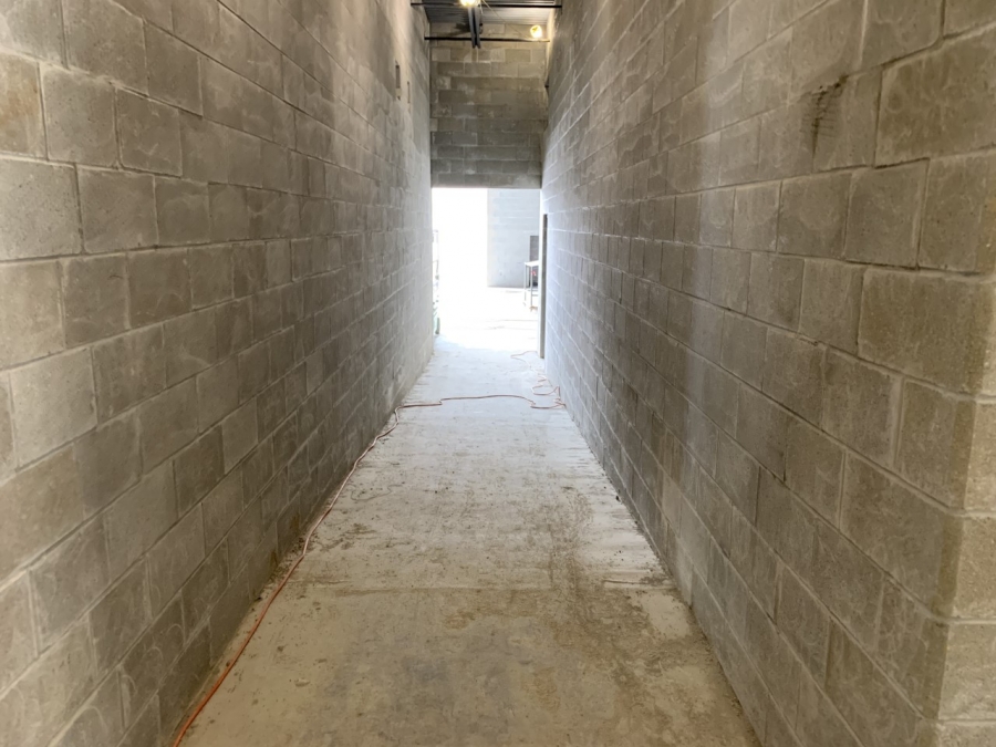 long concrete hallway